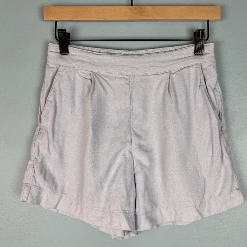 Abercrombie & Fitch Womens Small Light Blue Linen Blend Pull On 3.5" Shorts Boho